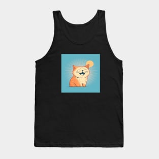 Illustration of happy red haired cat with closed eyes Tank Top